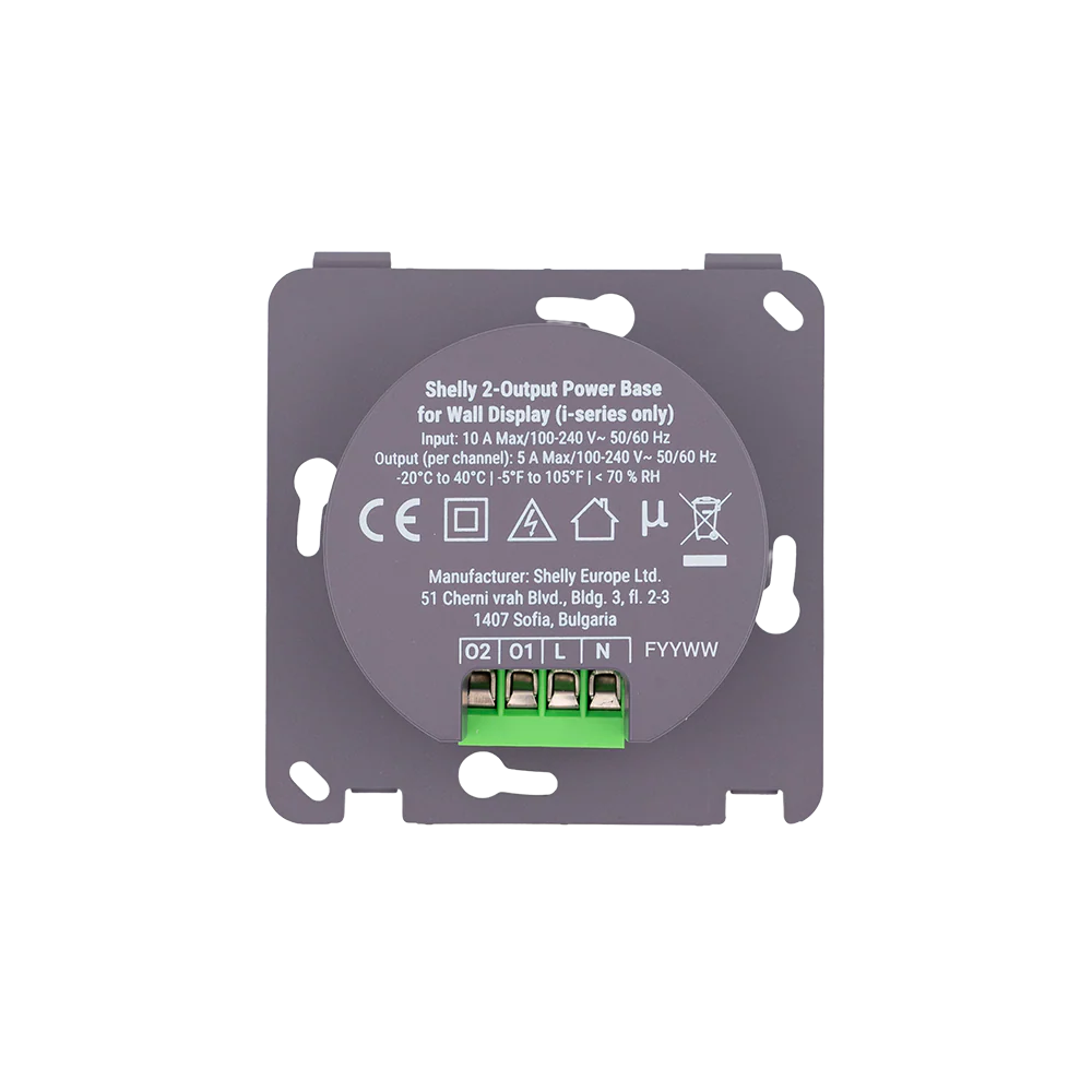 Shelly 2-Output PowerBase f Wall Display